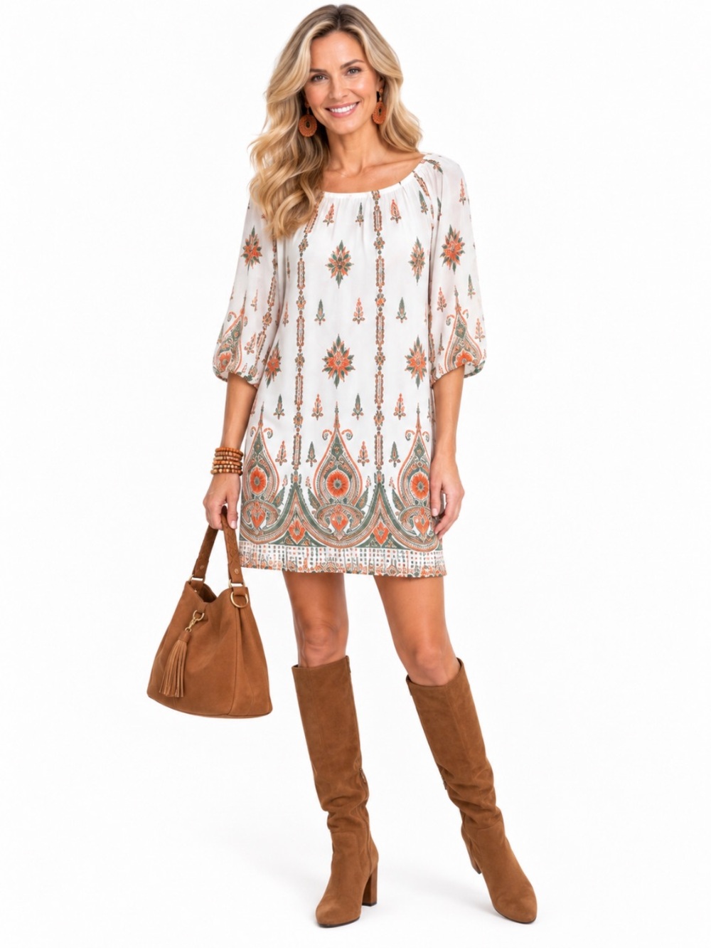 ANTHROPOLOGY “Lapogee” Off Shoulder Bell Sleeve Floral Mini Tunic Dress Size 1X